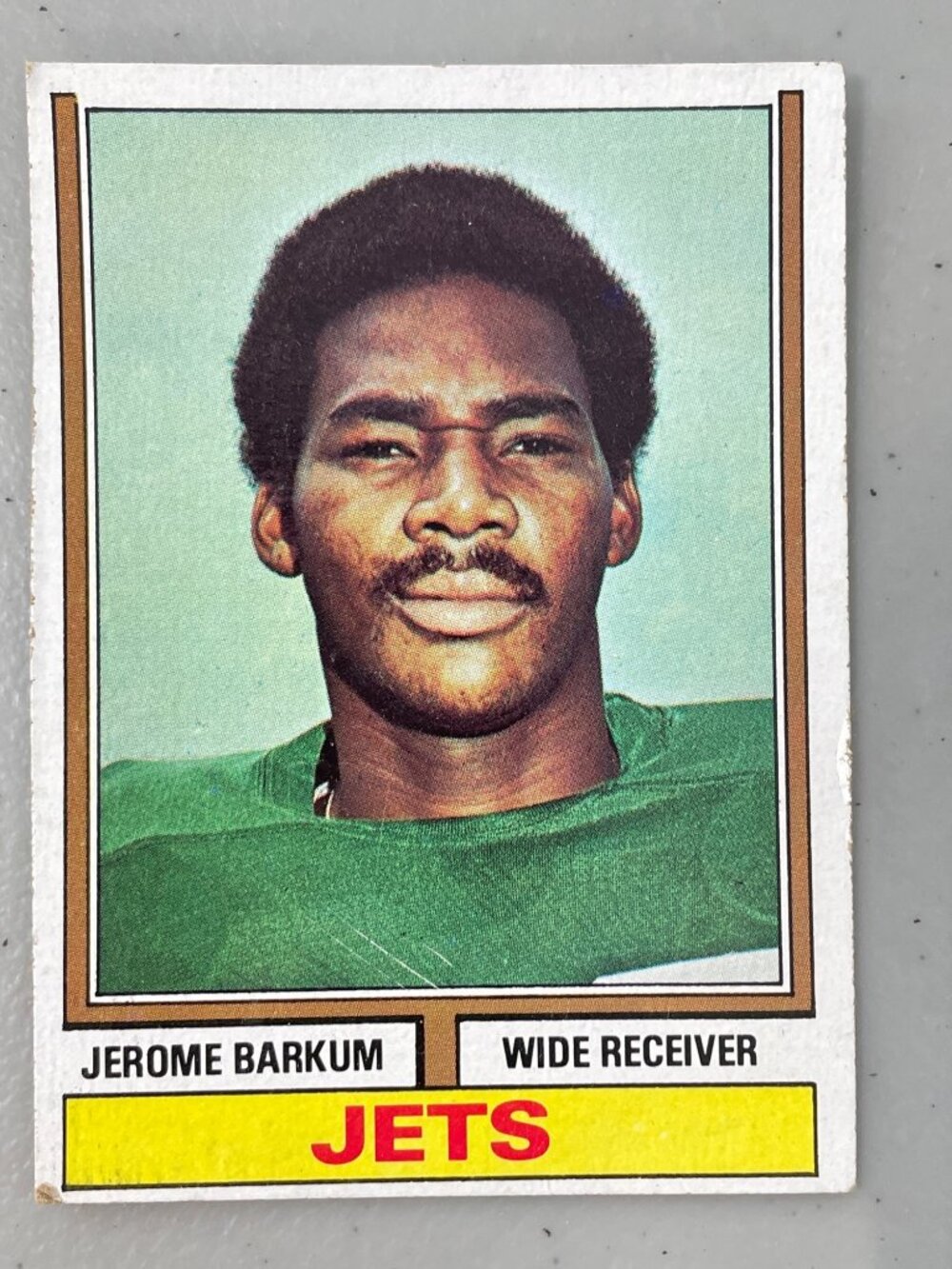 Jerome Barkum New York Jets Wide Receiver Vintage Trading Card 1970s NFL